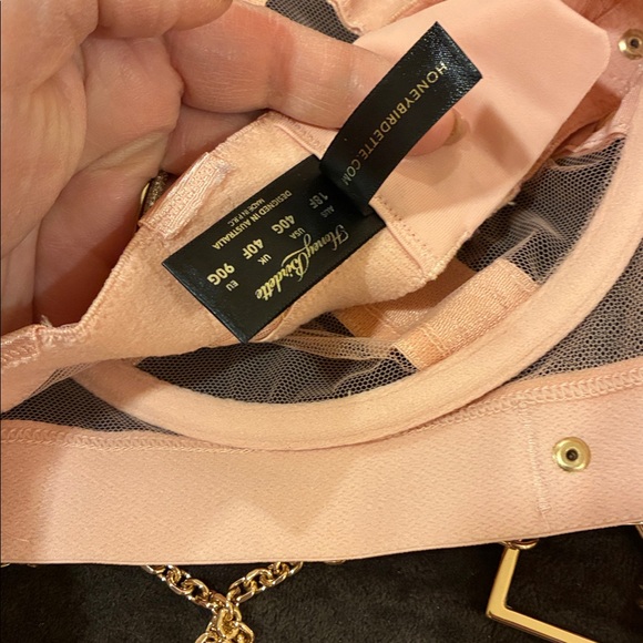 NEW Honey Birdette 40F Pink KUKURO SEXY Lingerie Set bra, garter, panties SET - Picture 7 of 9